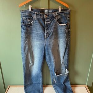 Womens Distressed Blue Jeans - Classic Casual Fit